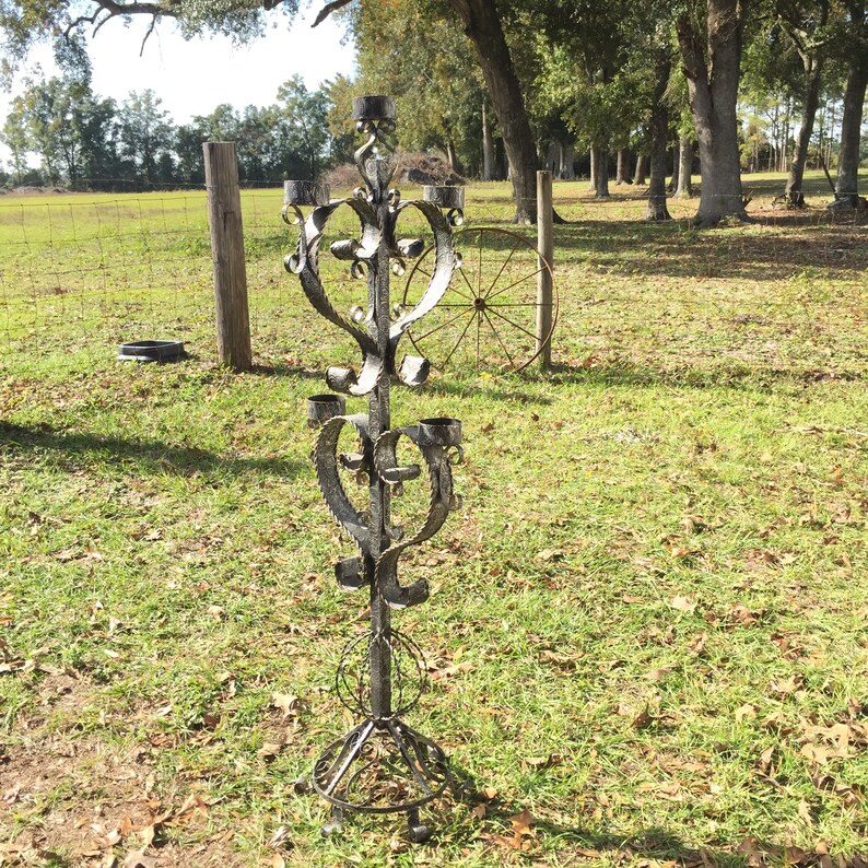 Antique Hand Candle Holders Ornate Tall Bent Metal Etsy
