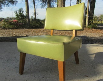 Mid Century chair, Danish Modern Chair, vintage chair, MCM furniture, club chair, nail head studs, green chair, modern rustic furniture,