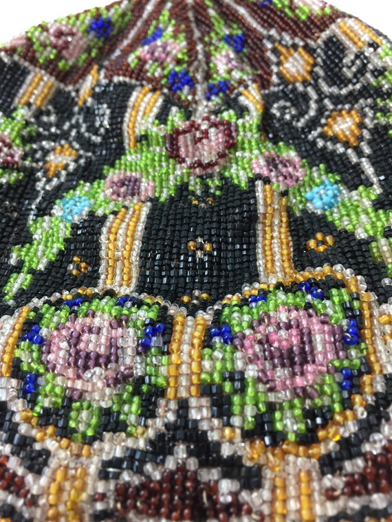 victorian mourning purse, beaded purse, glass see… - image 3