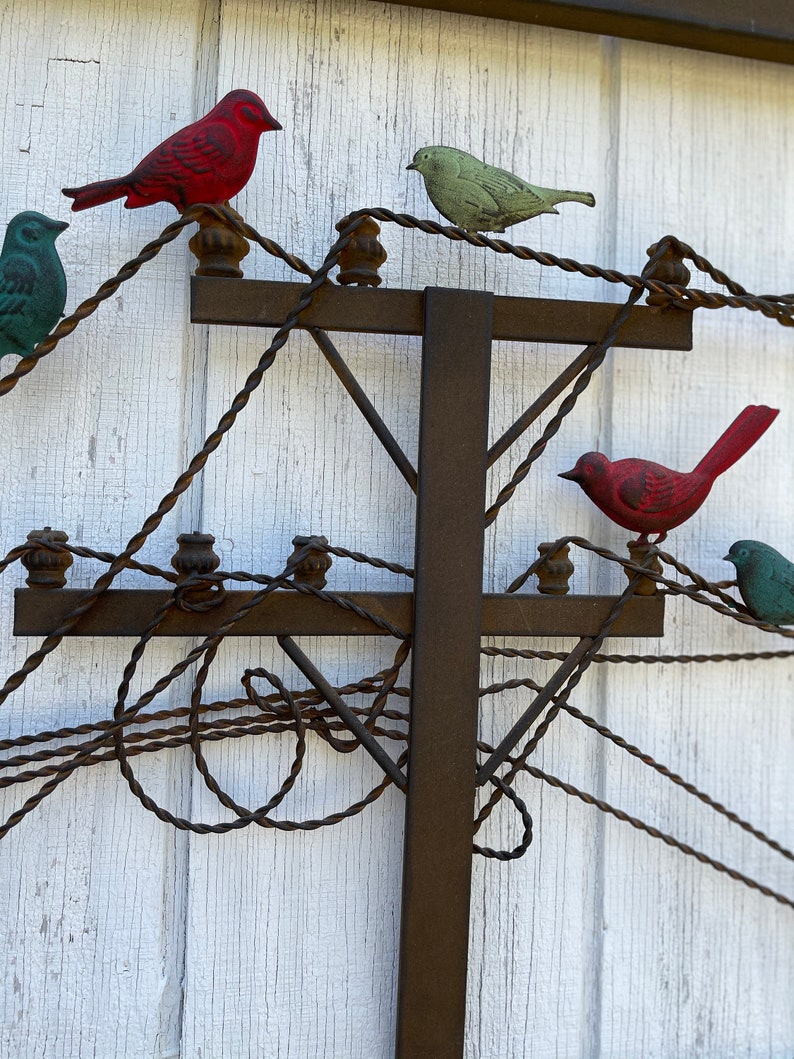 Vintage Metal Wall Hanging Birds on a Wire Art Metal Wall Etsy