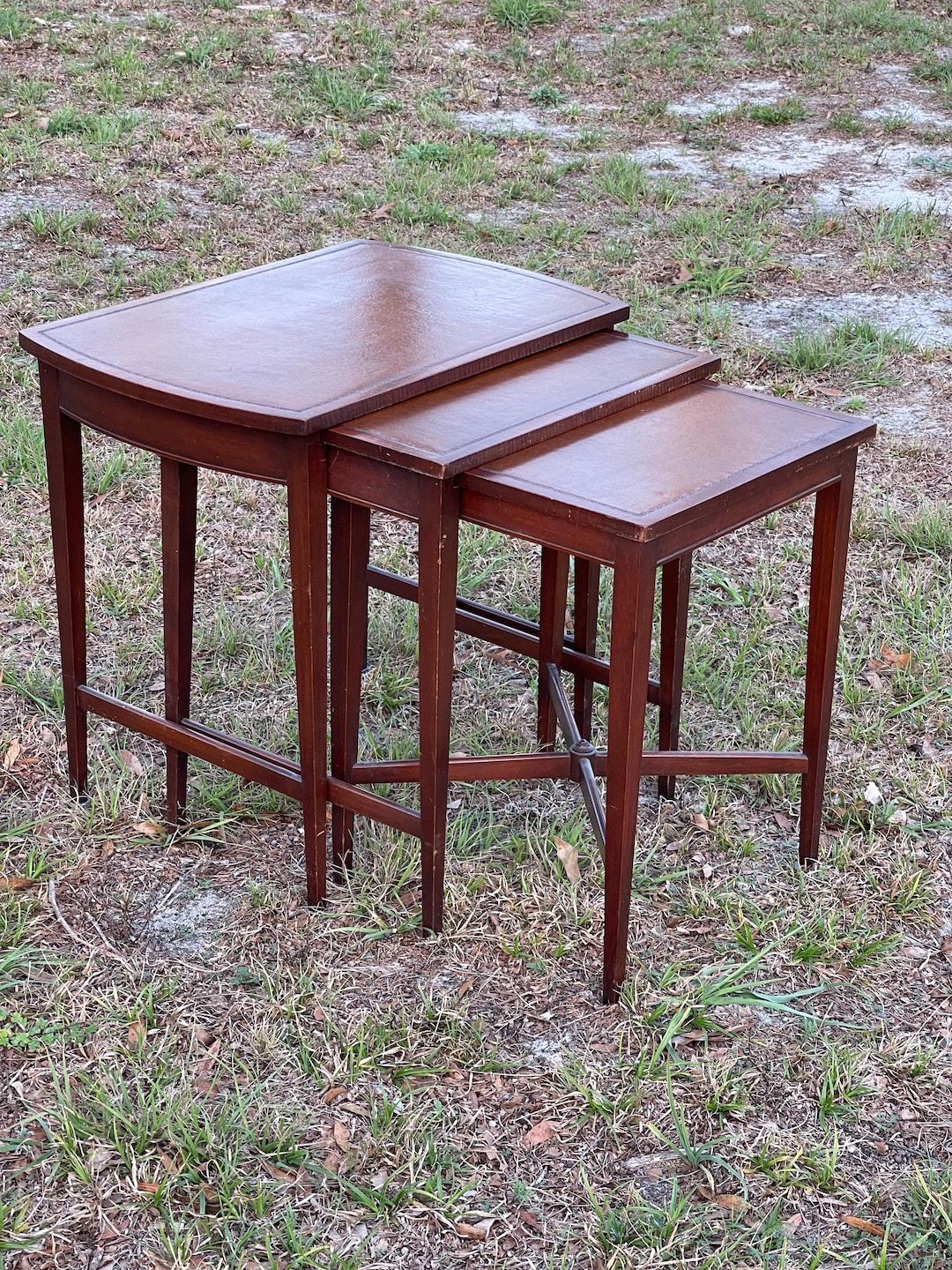 Vintage Nesting Tables, Leather Top Tables, Stack Tables, End Table ...
