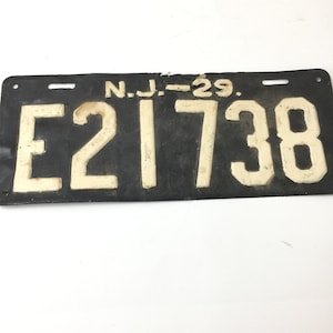 Vintage New Jersey Car Tag, 1929 License Plate, Garden State, Metal Sign, Collectible, man cave, garage decor