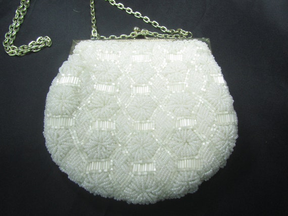 Vintage purse, beaded purse, mesh purse, purse, w