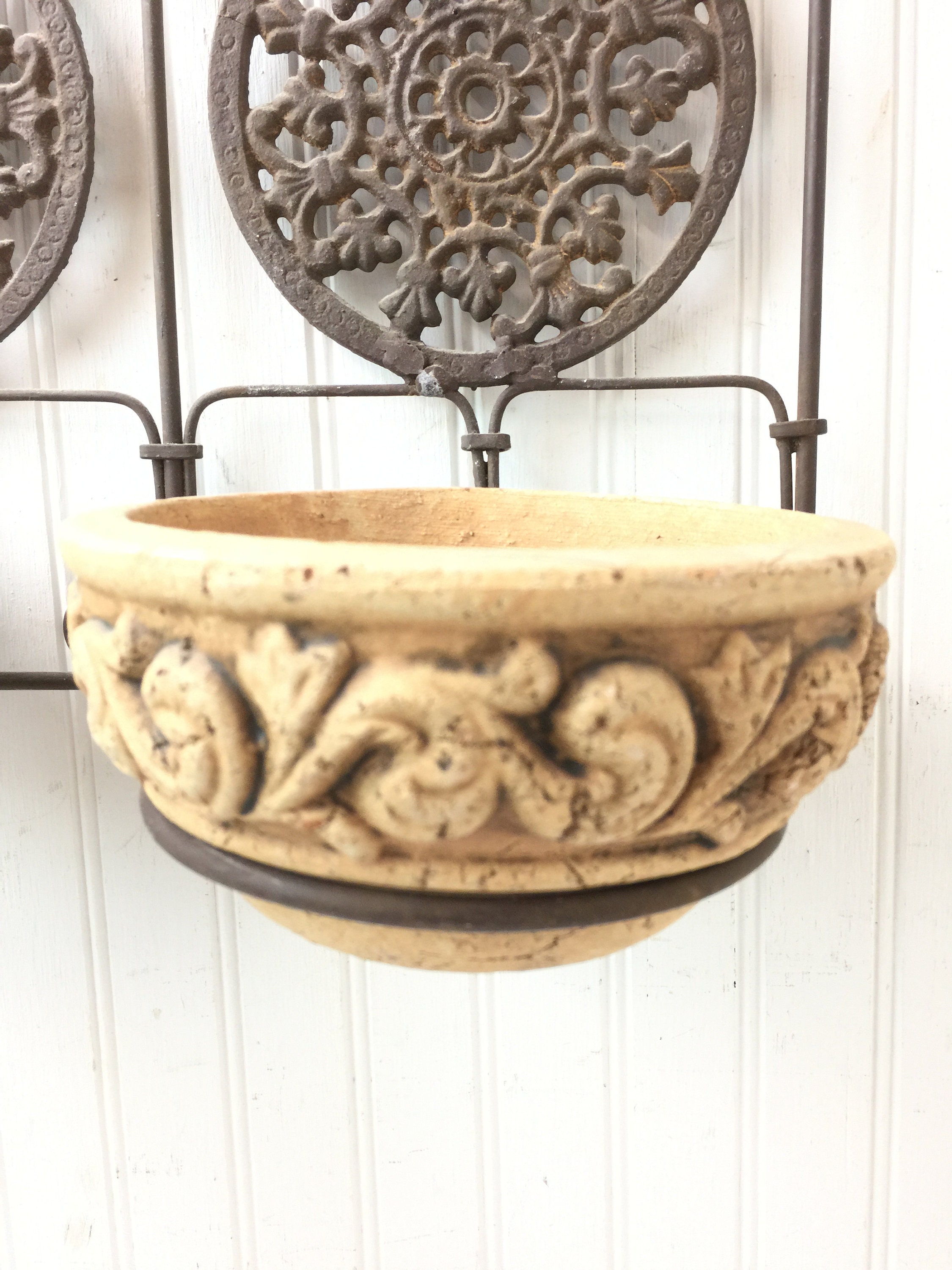 Vintage wall planter vintage wall pocket metal wall hanging Etsy