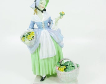 Estatuilla vintage, Royal Doulton, Inglaterra, chica, coleccionable, regalo, estatuilla de hueso de china, estatuilla victoriana, flores de primavera, China inglesa,