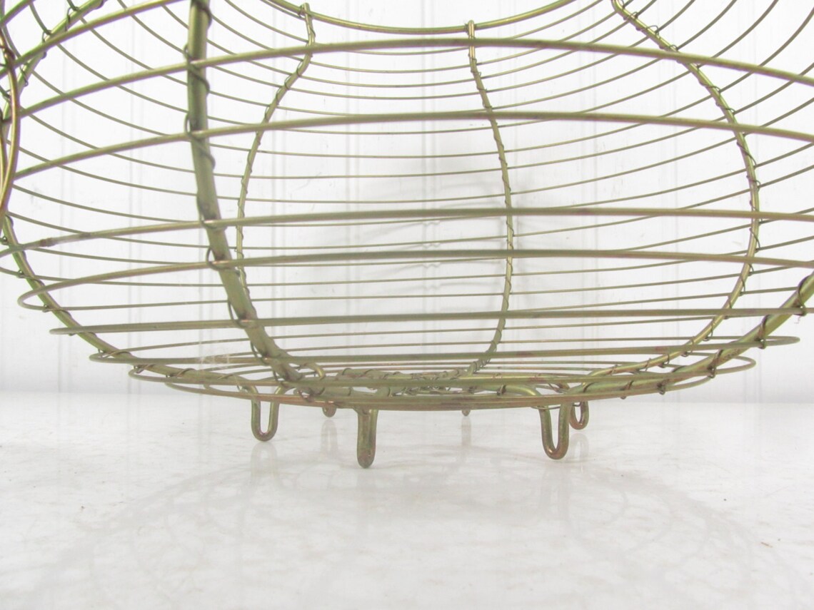 Vintage Egg Basket Metal Basket Primitive Storage Basket Etsy