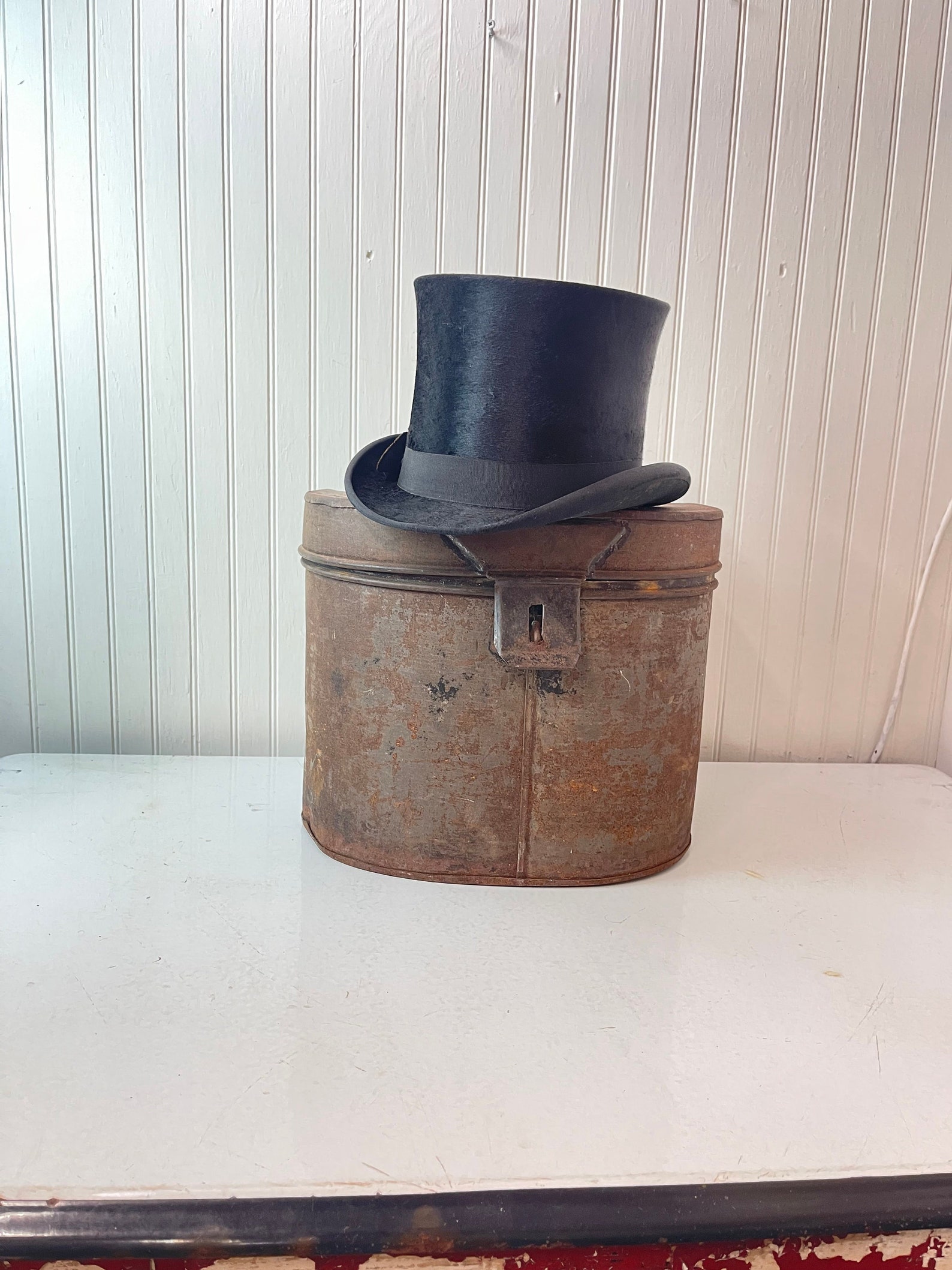 Victorian Hat Box Beaver Top Hat Metal Hat Box Antique Etsy