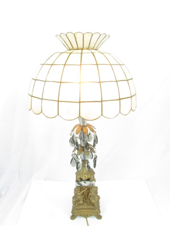 Vintage table lamp sale with hanging crystals