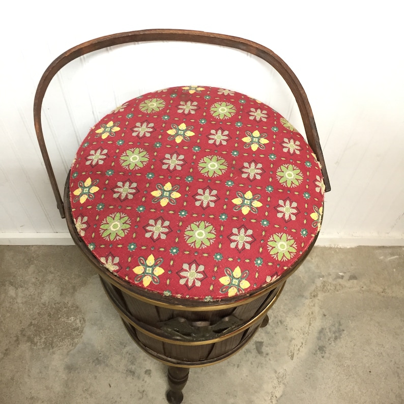 Vintage Sewing Bucket Wood Bucket Sewing Basket Mid Century Etsy