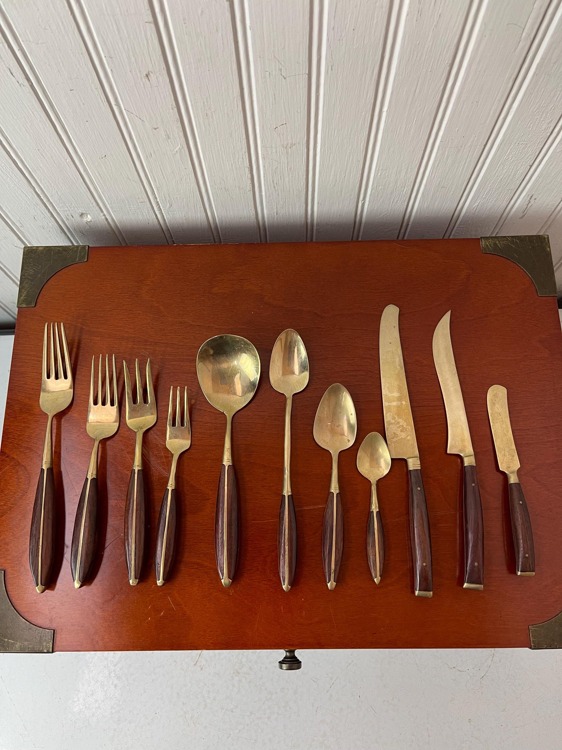 Brass Cutlery, Siam, Thailand, Silverware, Serving for 12
