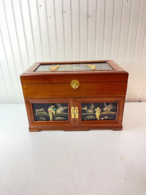 Vintage jewelry box, wood box, ornate box, antique