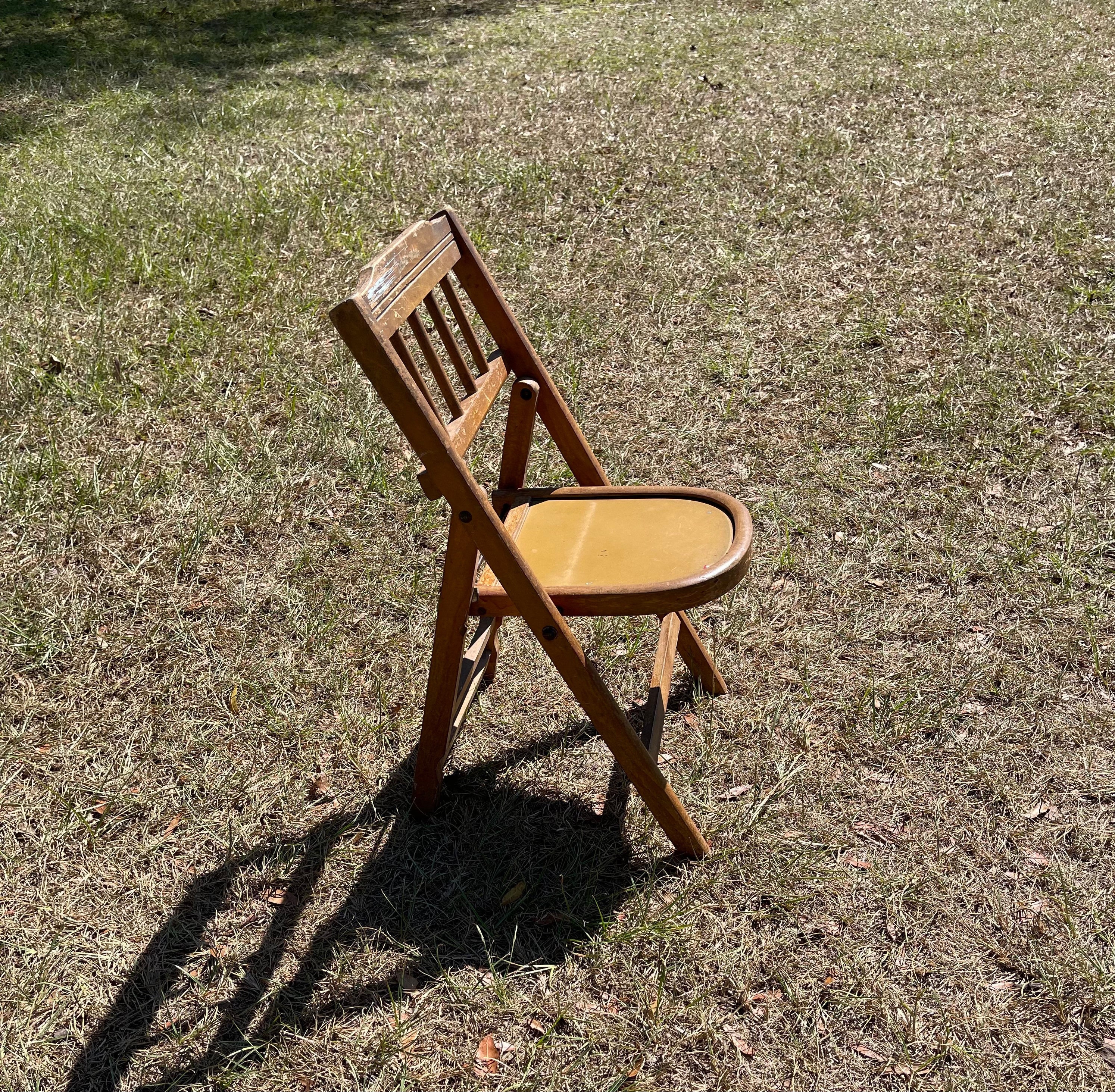 Silla plegable Retro de madera maciza para el hogar, silla de