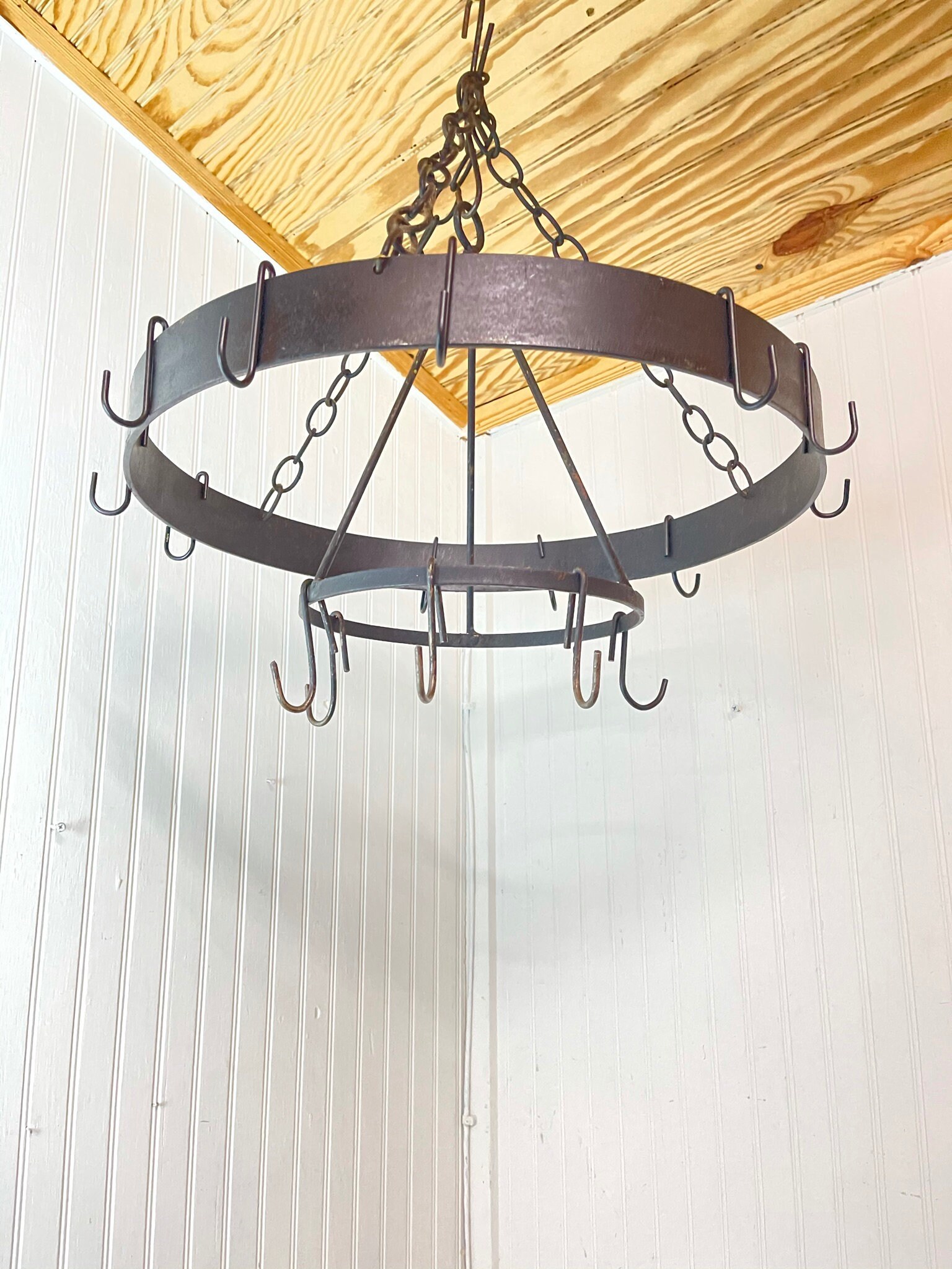 Vintage brass pot rack pot holder hanging metal racksolid Etsy