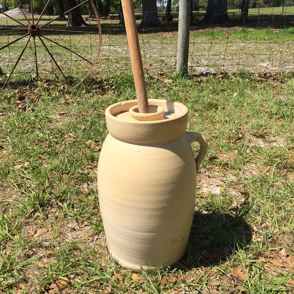 Butter Churn, Number 4 Butter Churn, Antique Butter Churn, Rustic Decor, Farmhouse Decor, Primitive Kitchen, Pottery Butter Churn