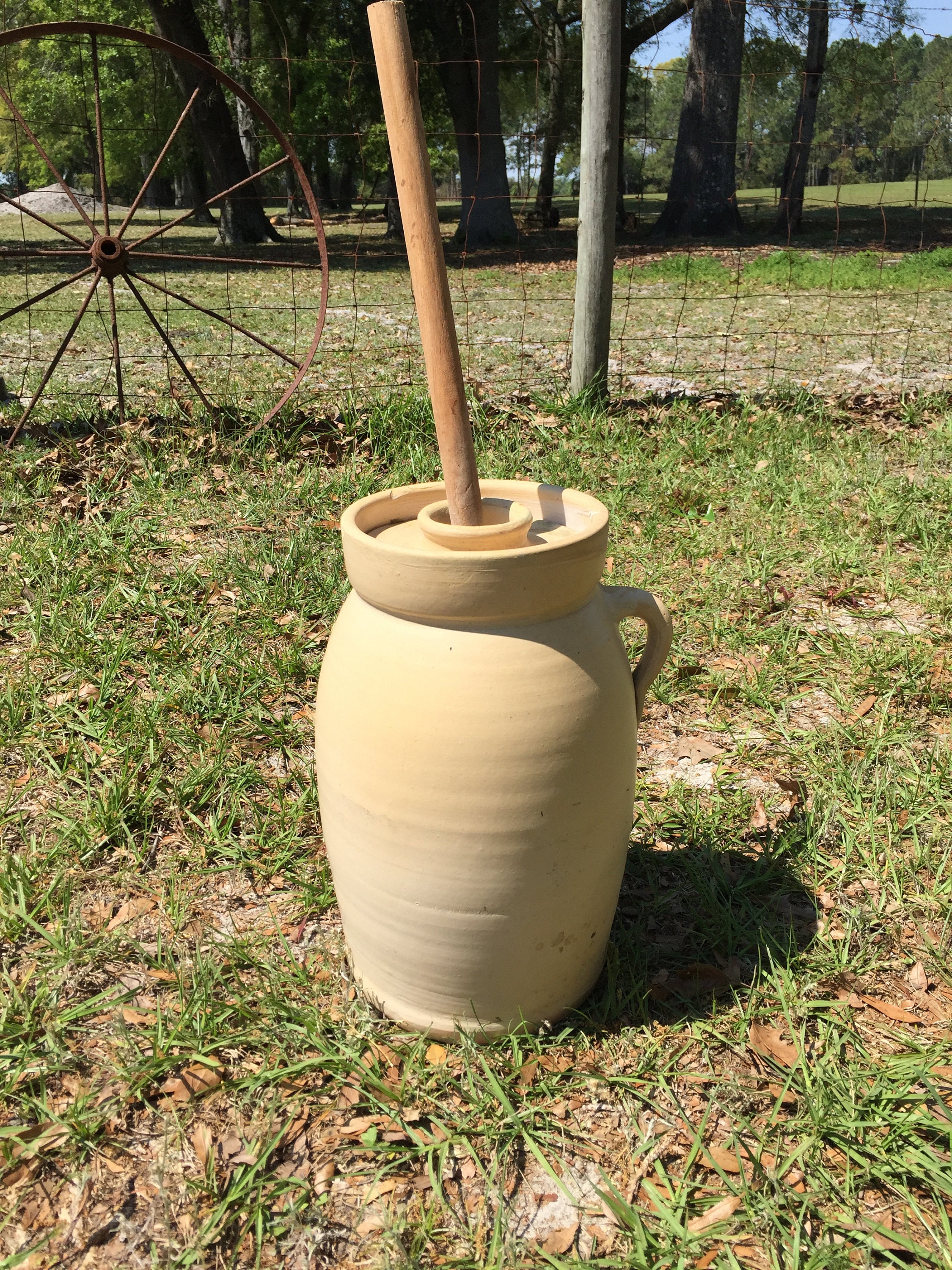 Butter Churn, Number 4 Antique Rustic Decor, Farmhouse Primitive Kitchen, Pottery Churn