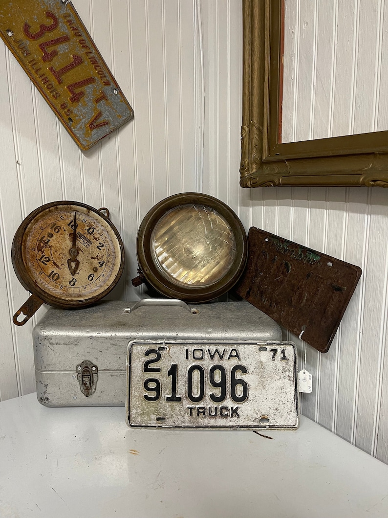 Vintage Car Light, Vintage HeadLight, Metal headlight, car restoration, metal light, Spotlight, Restaurant Decor, Mancave Decor image 1