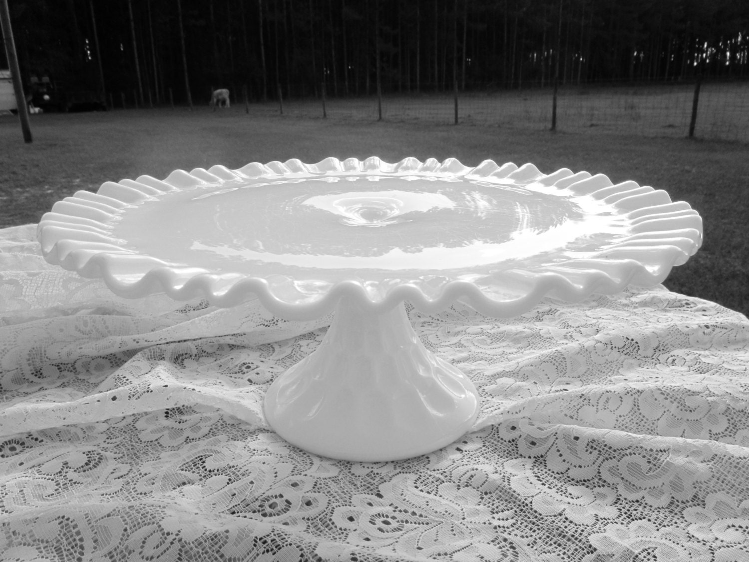 Vintage cake stand wedding cake milk glass cake Etsy