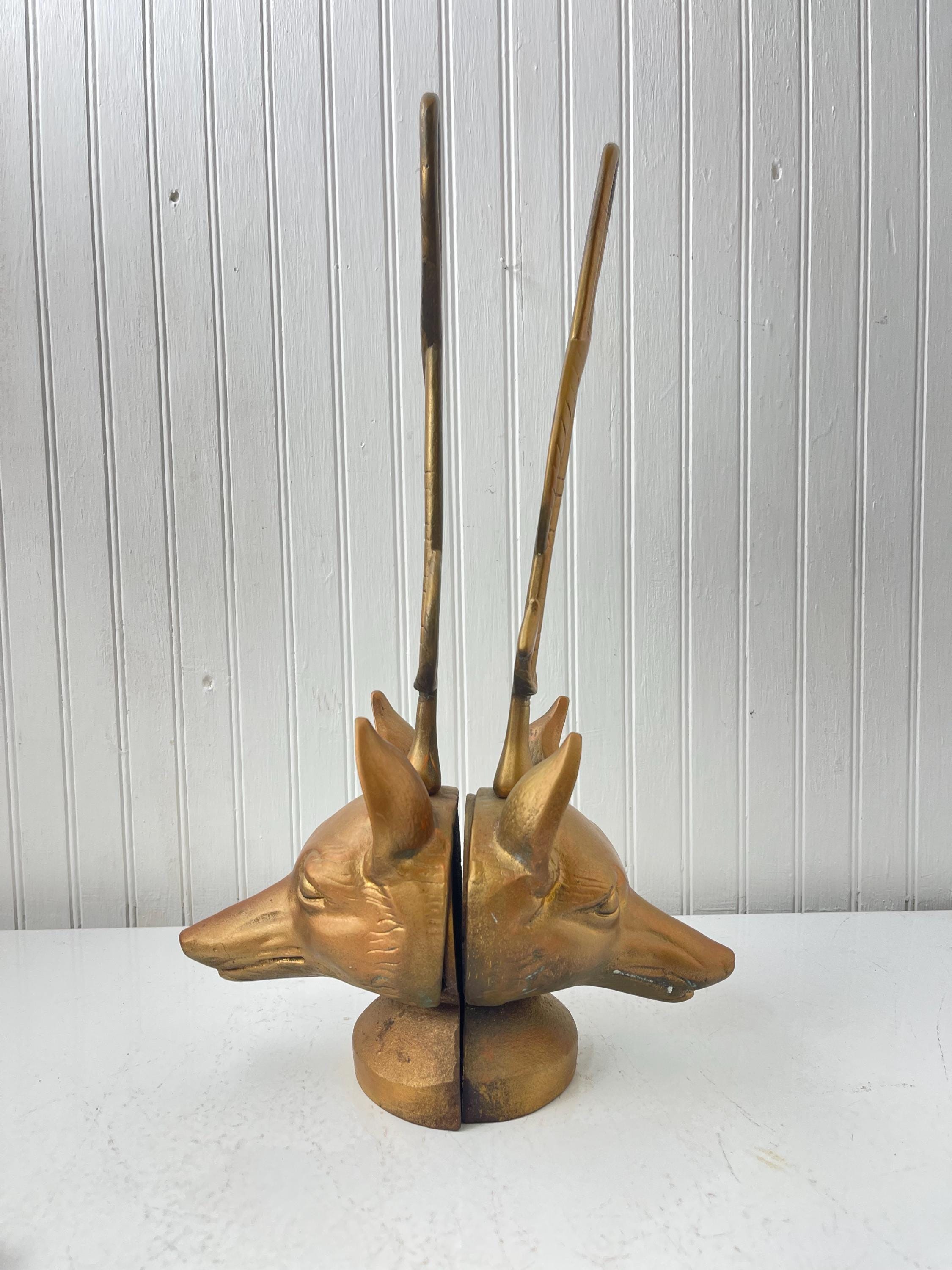 Antique English Fox Doorstops, Farmhouse Decor, Metal Dogs