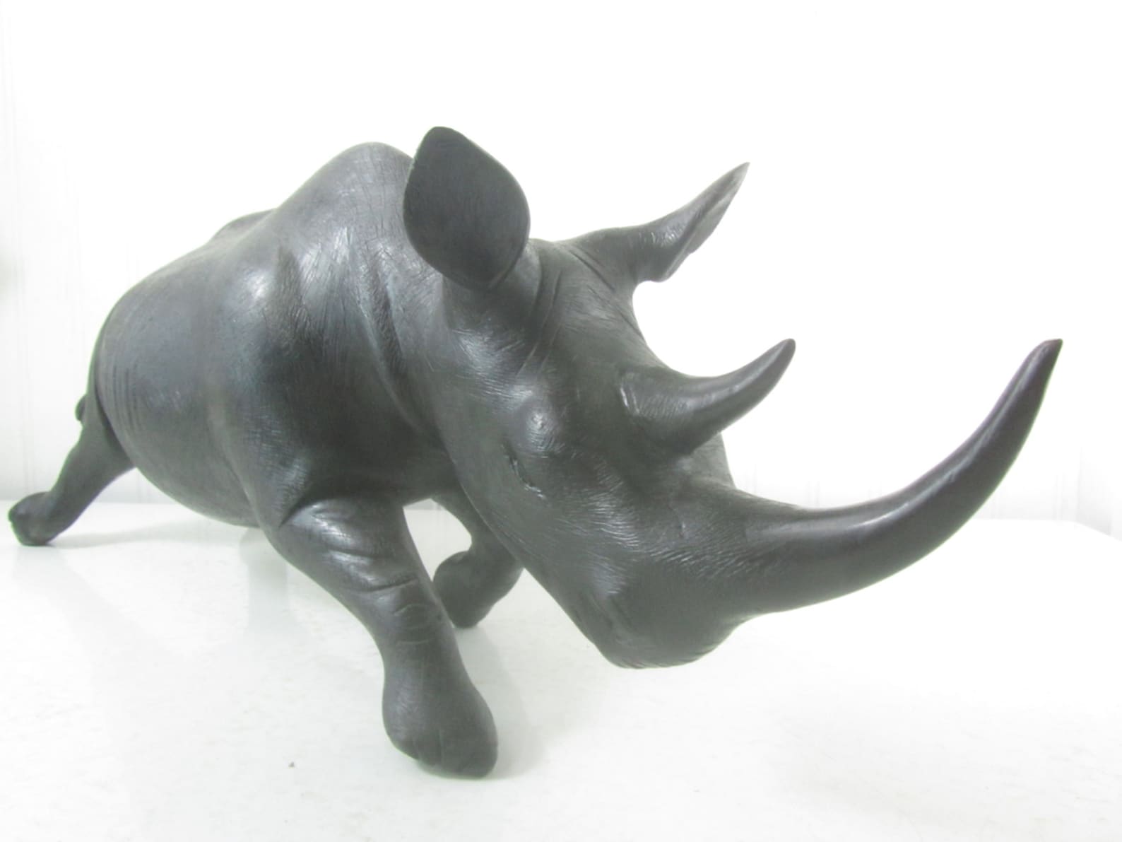 Wood Rhinoceros, Large Rhino Figurine, Iron Wood Ebony, Home Decor