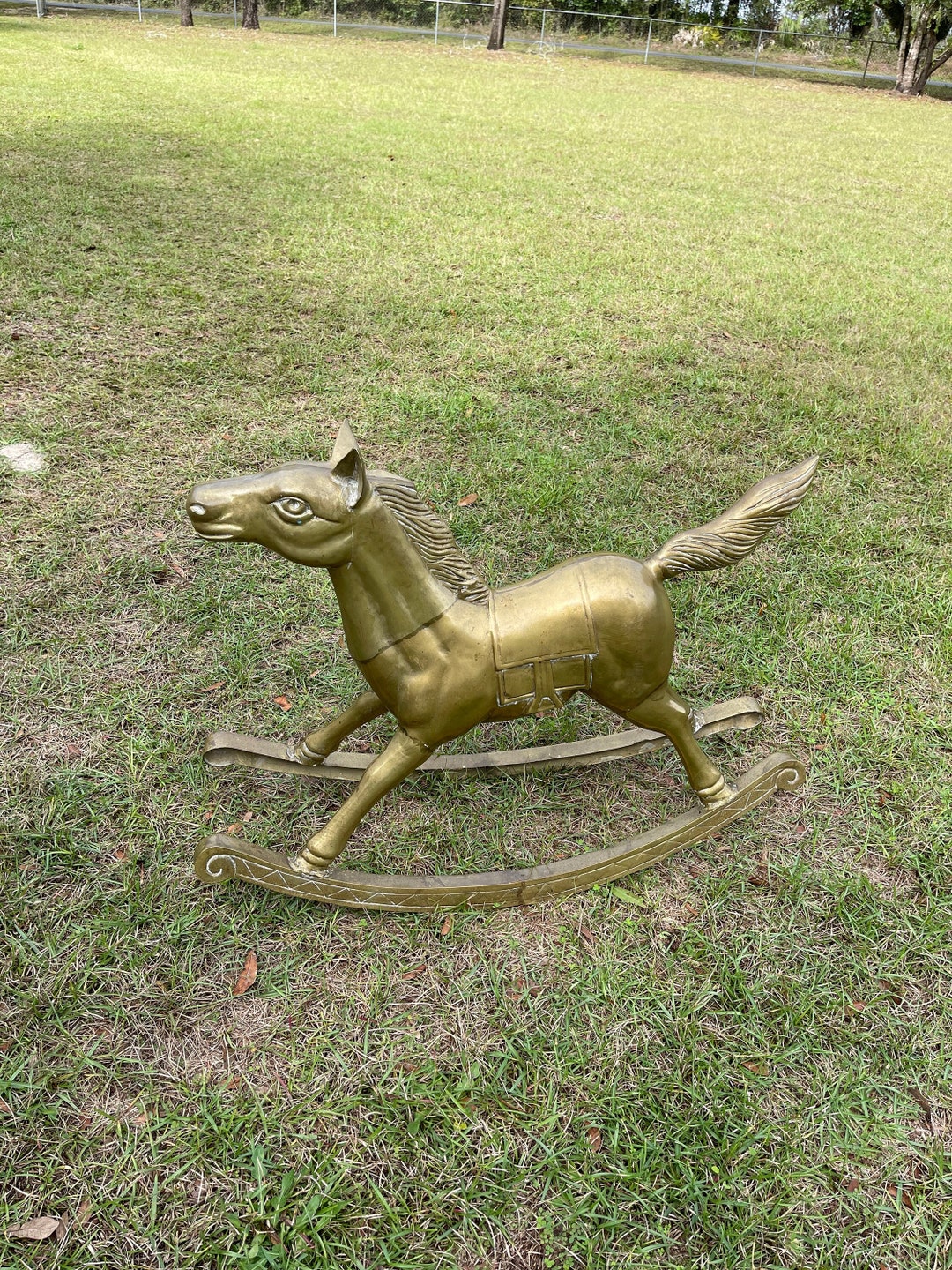 Brass Rocking Horse, Extra Large Brass Horse, Heavy Brass Horse, Brass