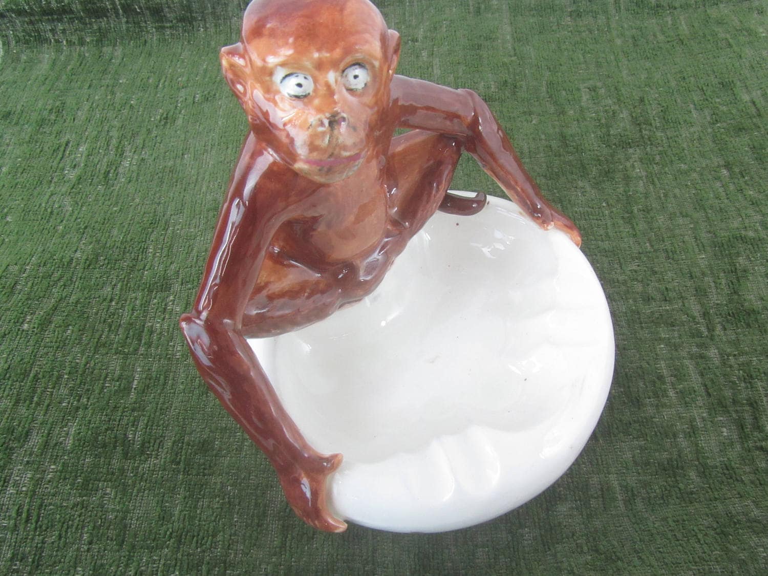 アンティーク 灰皿 カタルーニャ Antique Majolica Ashtray, Monkey Ashtray, Ceramic, Vintage