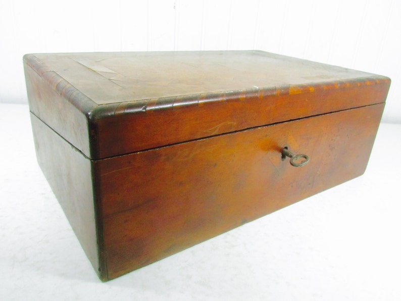 Antique lap desk, primitive desk, writing desk, ink well, writing box, laptop desk, storage box, wood desk, vintage desk image 1