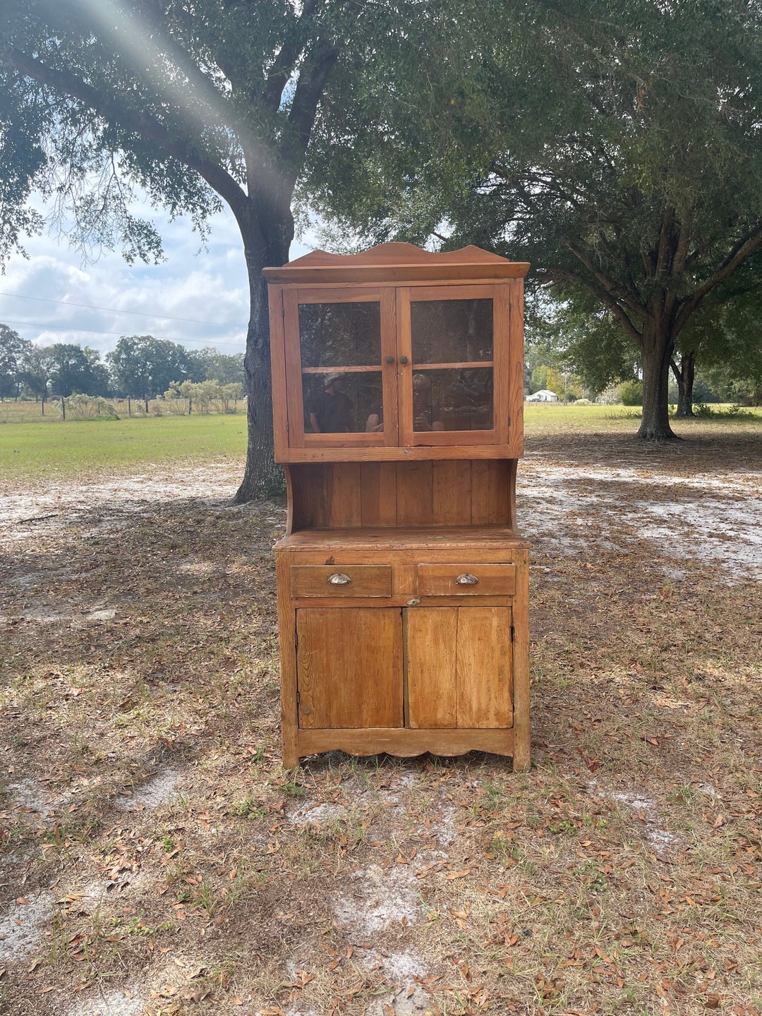 Vintage China Hutch, Kitchen Cabinet, Dining Room Furniture, Wood ...