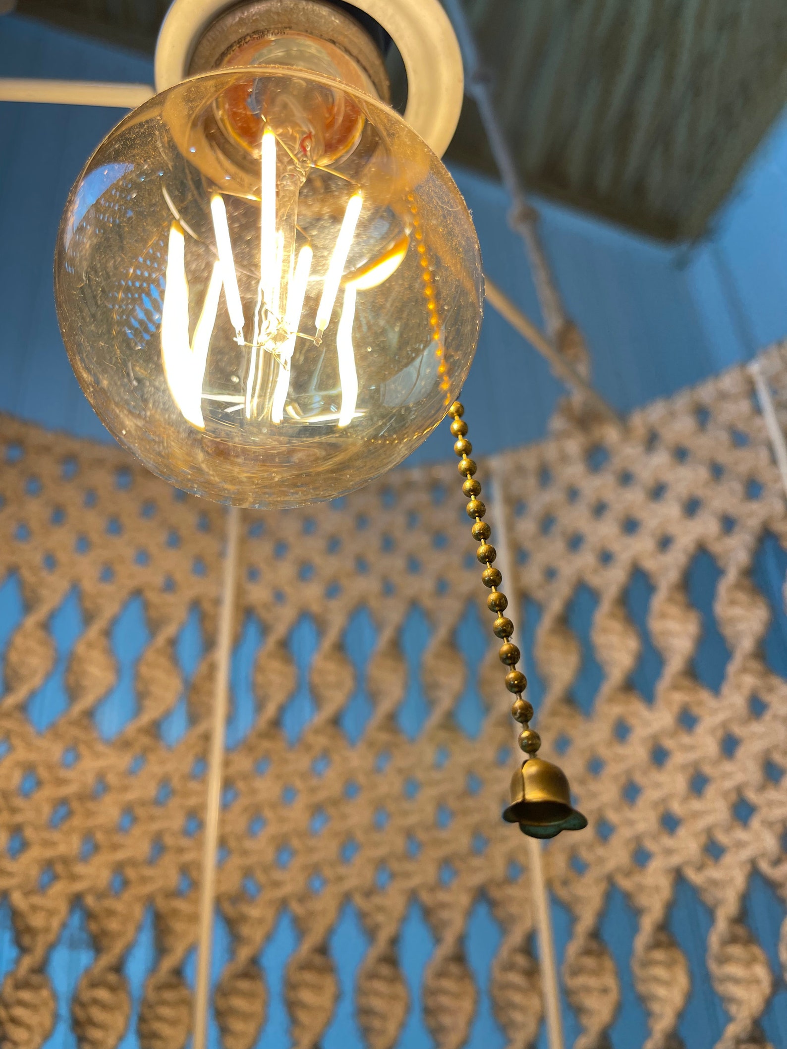 Vintage Macramé Lamp Swag Light Hanging Light Boho Light Etsy