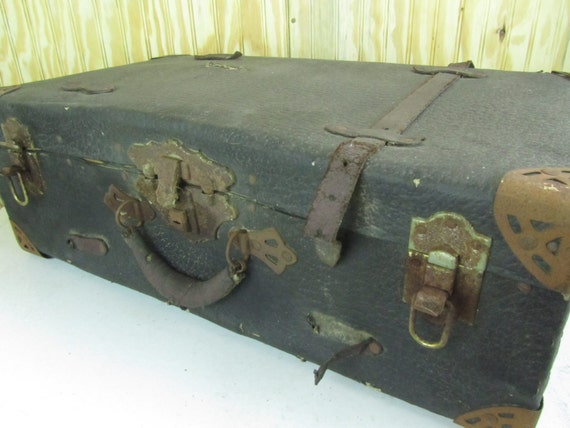 VINTAGE SUITCASE, leather suitcase, antique suitc… - image 4