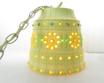 Vintage Hanging Light, Chandelier, retro light, colorful light, lamp, out door light, 1960-70, Swag light, Jewel light, lantern, party light