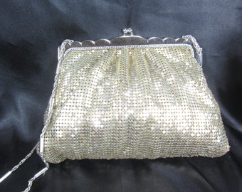 Vintage Whiting and Davis Purse, Vintage Gold Mesh purse, purse,bag, formal purse, wedding purse,