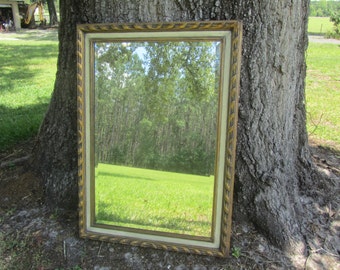 Shabby chic mirror, large mirror, ornate mirror, gold mirror, beveled mirror, shabby chic decor, wedding, traditioal style mirror,