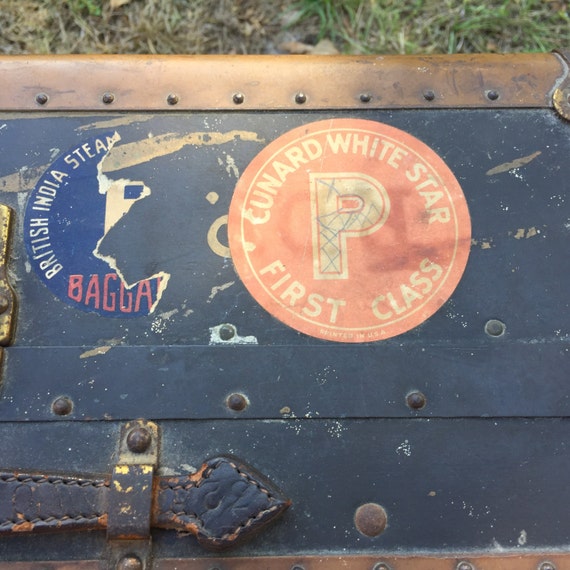 Steamer Trunk, Vintage Suitcase, Luggage, Vintage Stickers, Cunard