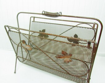 MAGAZINE RACK, mid century decor, atomic, organizer, metal magazine holder, towel holder,