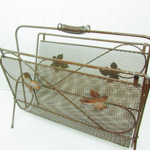 MAGAZINE RACK, Mid Century Decor, Atomic, Organizer, Metal Magazine Holder, Towel Holder, main image 3