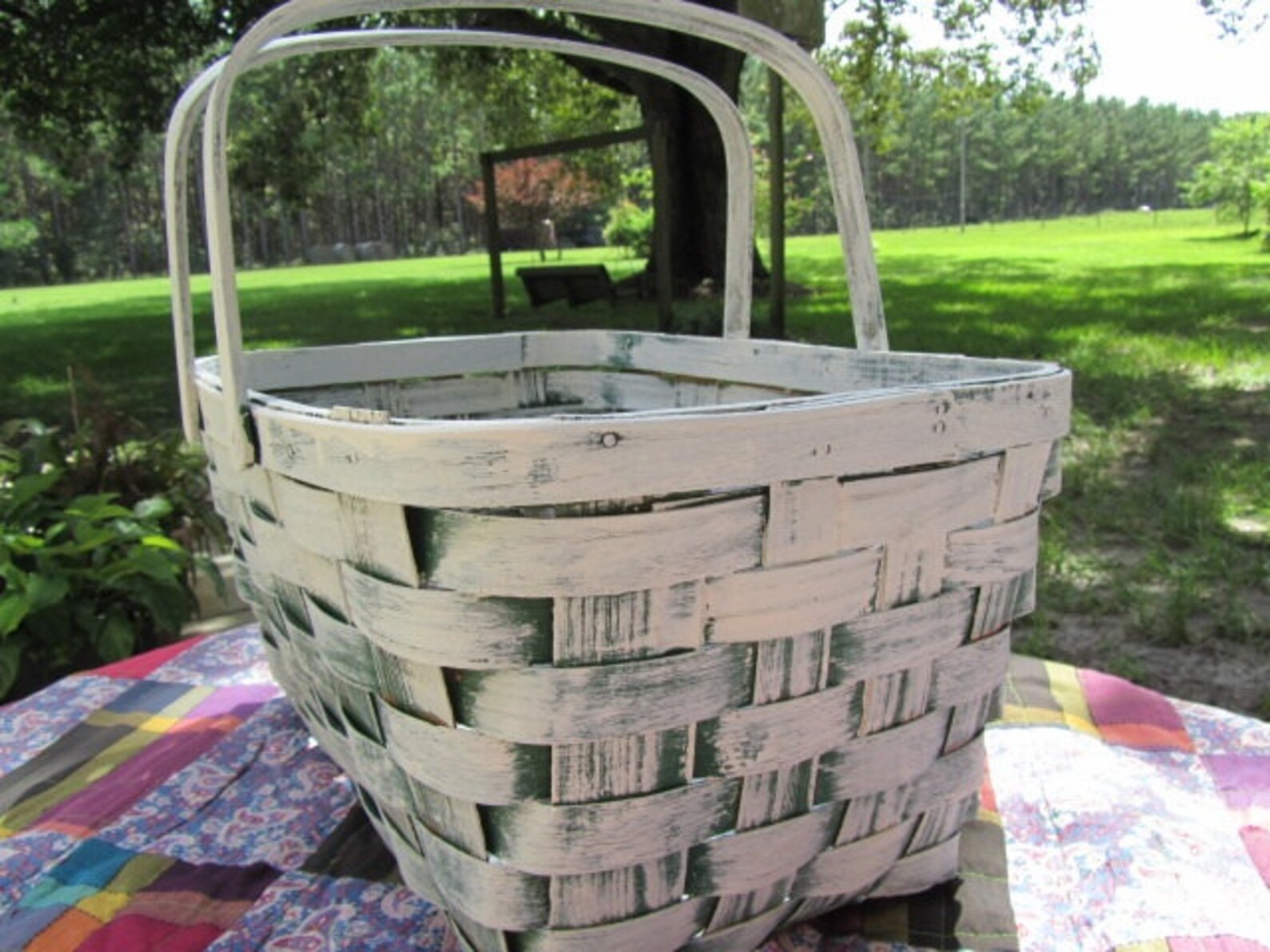 Basketpicnic Basket Shabby Chic Basketwoven Etsy