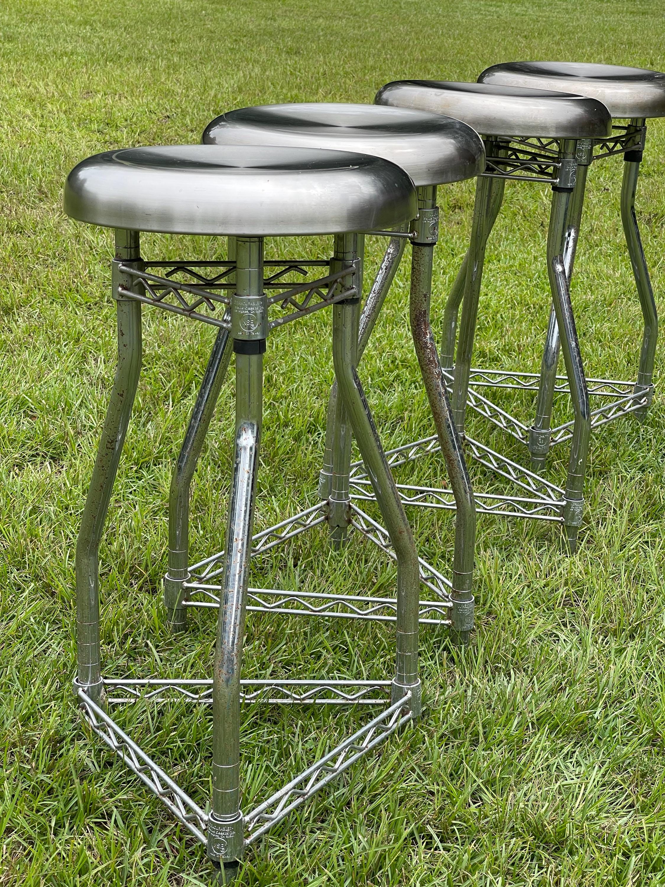 Vintage Metal Bar Stools, Stainless Kitchen Stool, Industrial Decor ...