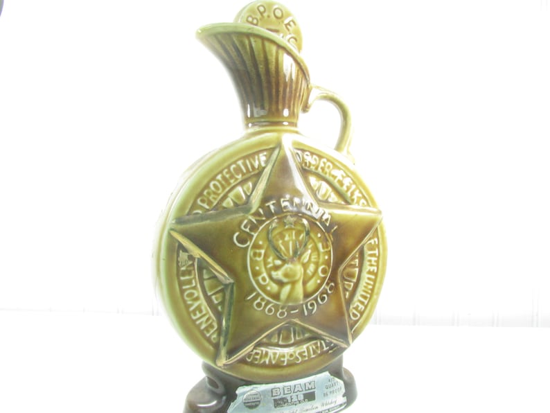 JIM BEAM Collectible Elks Lodge Centennial Whiskey Bottle Collectible Whiskey Decanter BPOE Elks Whiskey Decanter