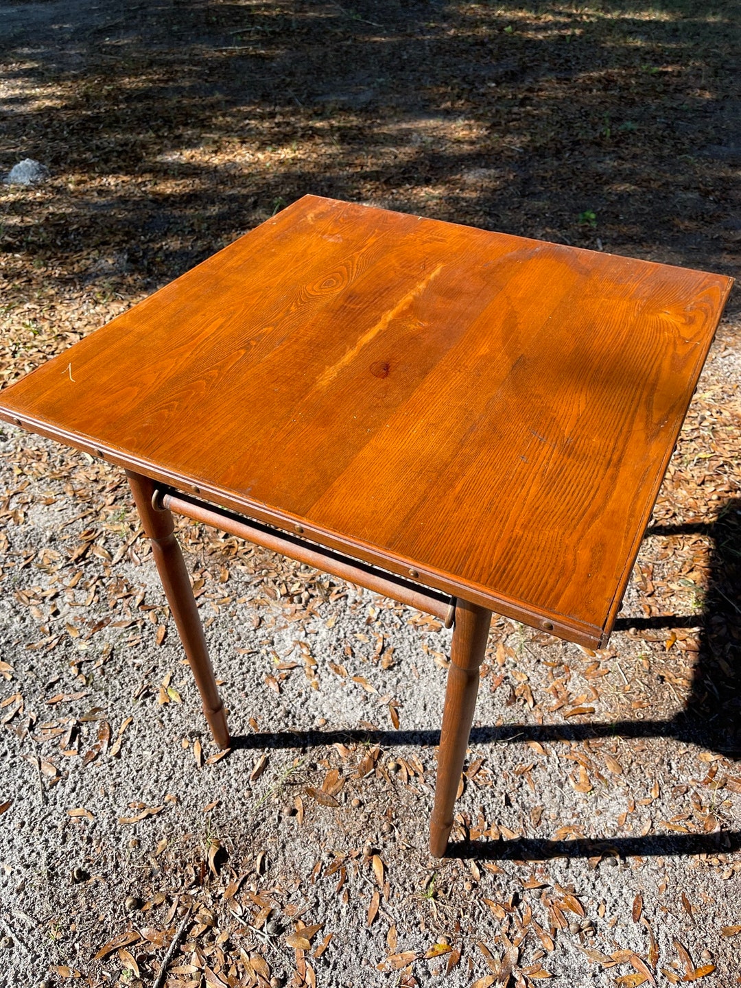 Vintage Folding Table Vintage Wood Table Solid Wood Table Etsy