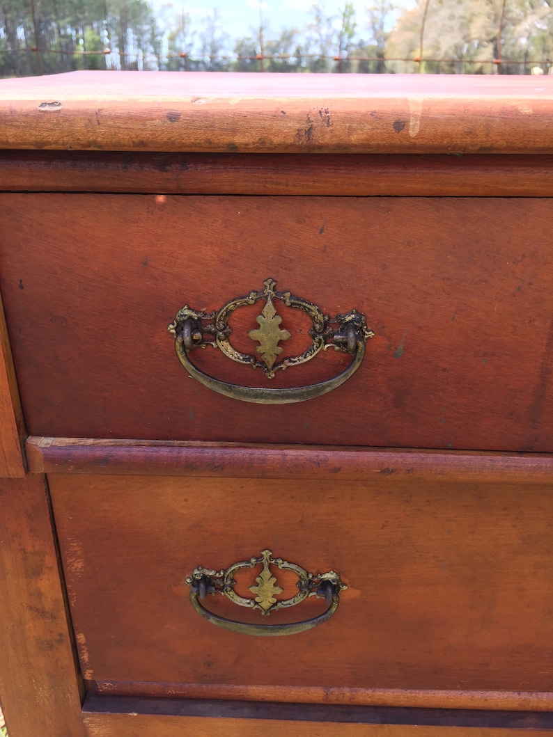 Antique solid wood Dresser, farmhouse furniture, chest of drawers, farmhouse decor, rustic, bedroom decor, solid wood, antique furniture, image 2