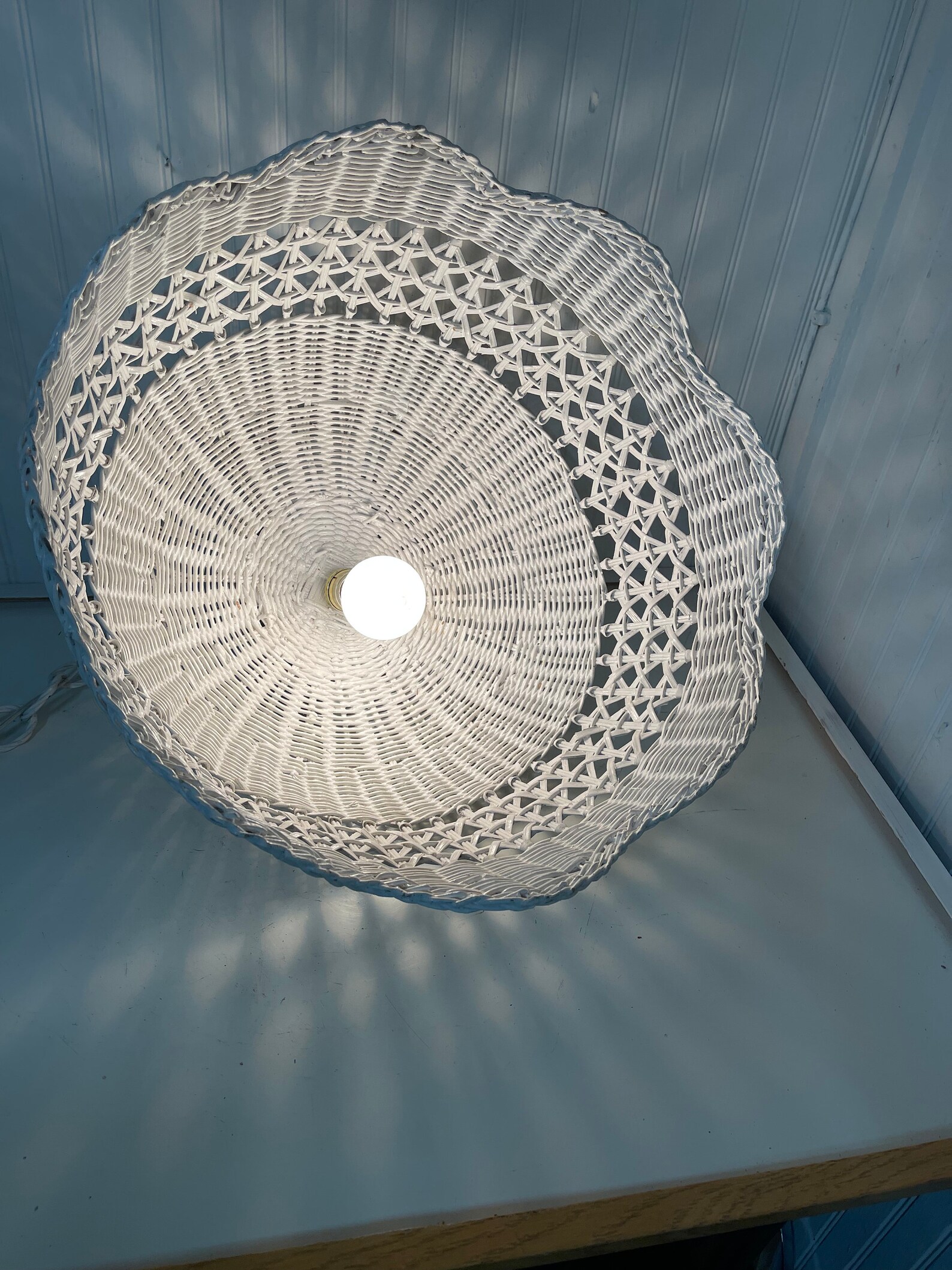 Vintage Wicker Lamp Swag Light Hanging Light Basket Light Etsy