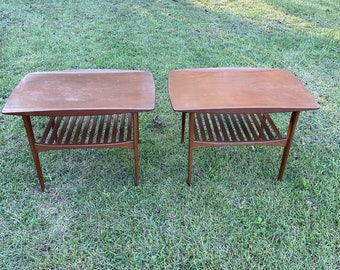 Danish modern end tables, Tove and Edward Kindt Larsen France and Son, Wood Side Table, Mid Century Modern, Teak Table, Solid Wood Table