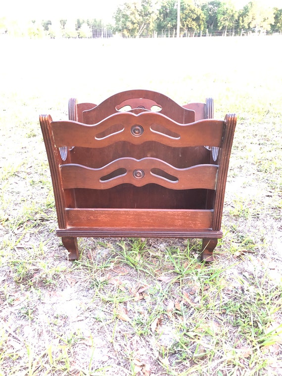Wood Magazine Holder, Mid Century, Magazine Rack, Organizer, Craft