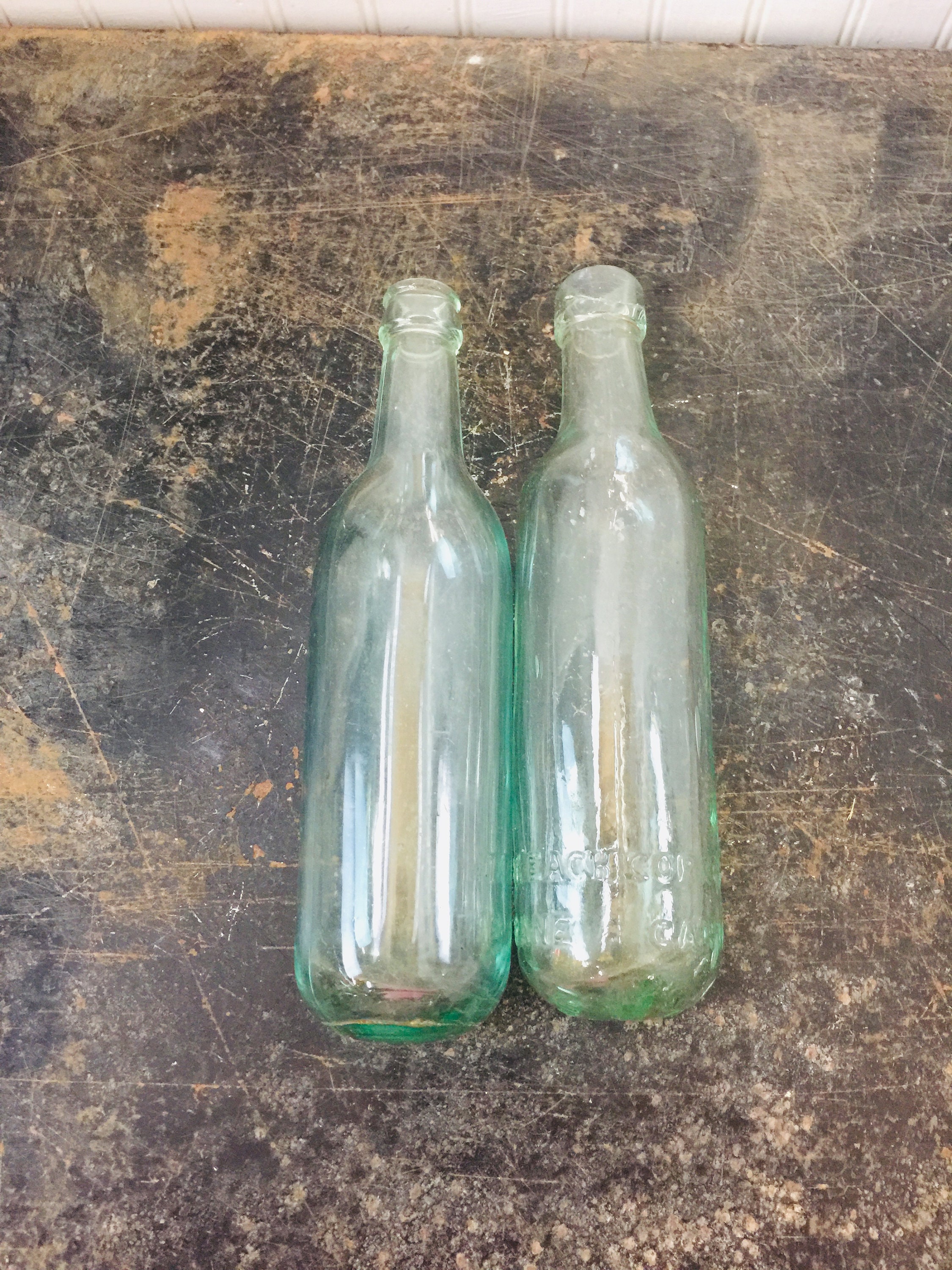 Antique 1890s 3 in 1 Oil Little Tiny Aqua Colored Bottle Small