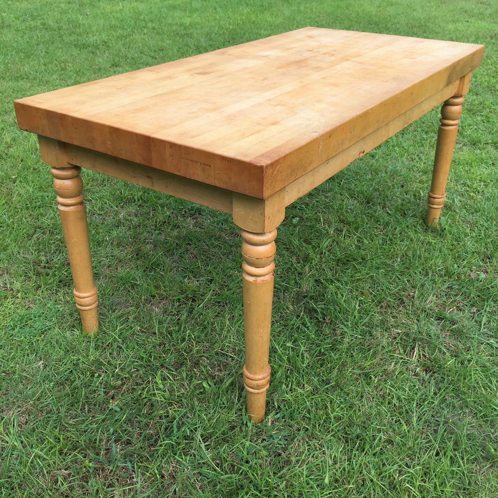 Vintage table farmhouse table butcher block table kitchen Etsy