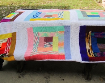 Afghan, king size blanket, crochet blanket, multicolor blanket, black, extra large blanket, knit blanket, throw,