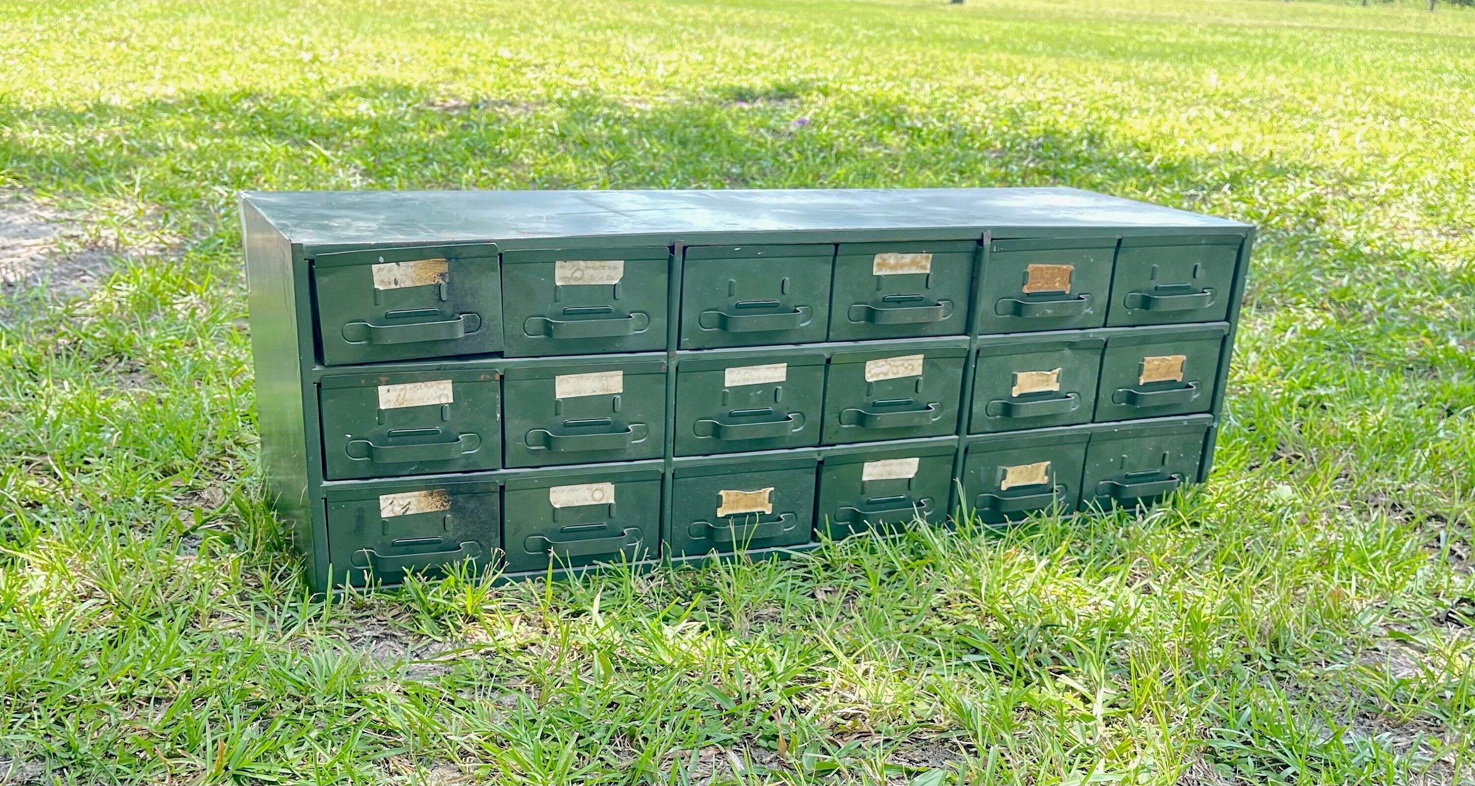Metal Storage Drawer, Military Parts Cabinet, Metal Card Catalog ...
