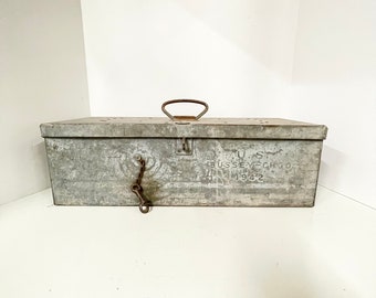 Vintage metal box, toolbox, container,storage, Bussey tool box,  organizer, industrial, 1942 toolbox, field box,