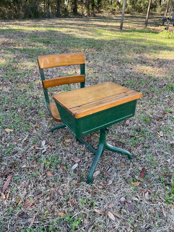 Old school desk with chair hotsell