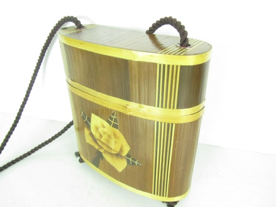 Vintage purse, mini purse, Bamboo purse, wood pur… - image 2